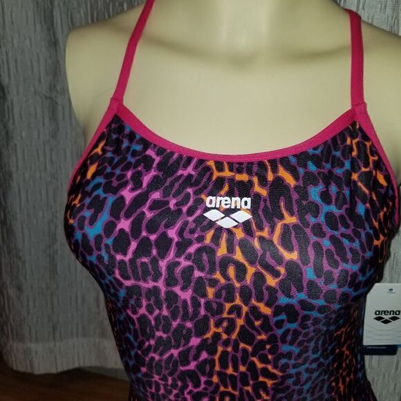 Arena Women's ANIMAL STRIPE BOOSTER BACK ONE PIECE Swimsuit Waterpolo 32 - Picture 10 of 12